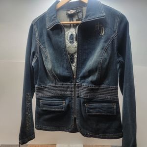 Women's Small Blue Denim Jacket Harley Davidson